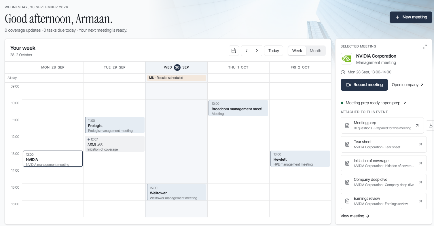 Original VISION3 meeting calendar and company preparation documents